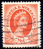 RHODESIA & NYASALAND 1954 Elizabeth - 1/2d. - Orange-red  FU - Rhodesia & Nyasaland (1954-1963)