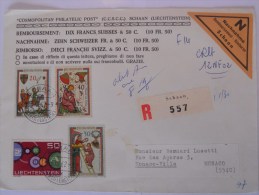 Liechtenstein Lettre Recommandee De 1962 Pour Monaco Joli Affranchissement - Cartas & Documentos