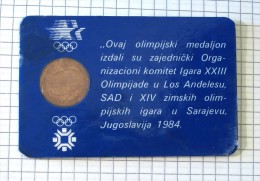OLYMPIC MEDALION " SARAJEVO - LOS ANGELES " - WINTER OLYMPICS SARAJEVO, ZOI SARAJEVO 1984 - Habillement, Souvenirs & Autres