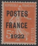 FRANCE TIMBRE PREOBLITERE N° 30 \"SEMEUSE 5c POSTES PARIS 1922\" NEUF Xx TB A VOIR - Andere & Zonder Classificatie