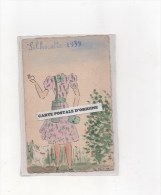 SILHOUETTE 1939 - CARTE PEINTE PAR M.H. MOUTIER - Silhouettes