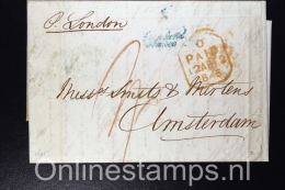 Great Brittain 1845 Complete Letter London   To Amsterdam The Netherlands,  Cancel Engeland Franco - Marcofilie