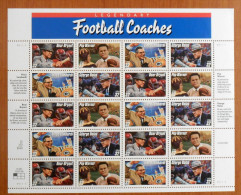 USA 1997 Football CoaChes Sheet Of 20 $6.40 MNH SC 3143-3146sp YV BF-2645-2648 MI SH2853-56 SG MS3324-27 - Sheets