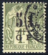 GUADELOUPE  1891 Alphée Dubois  1 Fr Surchargé 5 C. G.P.E.   Yv 11 - Usados