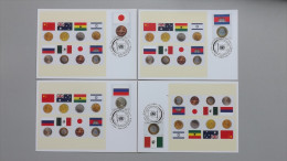 UNO-New York 1033/40 SG 983/90 Sc 921/8 Maximumkarte MK/MC, ESST, Flaggen Und Münzen Der Mitgliedsstaaten (I) - Maximumkaarten