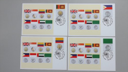 UNO-New York 1083/90 Sc 989 Maximumkarte MK/MC, ESST, Flaggen Und Münzen Der Mitgliedsstaaten (III) - Maximumkaarten