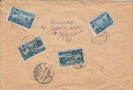 KING MICHAEL, BRIDGE OVER DANUBE, SHIP, STATUE, REVENUE STAMP, STAMPS ON REGISTERED COVER, 1948, ROMANIA - Lettres & Documents