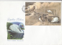 BIRDS, SWANS, EAGLE, BUSTARD, EGRET, COVER FDC, 2003, MOLDOVA - Cygnes
