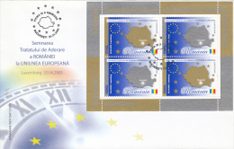 ROMANIAN ADERATION TO EUROPEAN COMMUNITY, COVER FDC, 2005, HUNGARY - Institutions Européennes