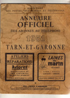 Ministère Des Postes, Télégraphes Et Téléphones-Annuaire Tarn Et Garonne-Pub Aviorex Réparations Parachutes Montauban - Telefonbücher