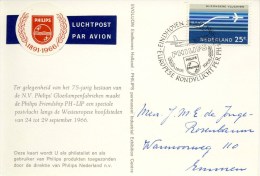 Geïllustreerde Briefkaart Speciale Vlucht Philips Friendship PH-LIP (24 September 1966) - Storia Postale