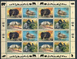 Nations Unies - Vienne** N° 342 à 345 En Feuille - Espèces Animales Menacées : Ours, Canard, Protèle, Semnopithèque (IX) - Blocs-feuillets