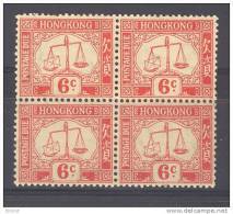 Hong Kong 1938 6c Postage Due Block Of 4 MNH(**) - Strafport