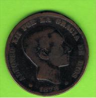 21  ESPAÑA   -  ALFONSO XII  10 Centimos 1878 Patina - First Minting