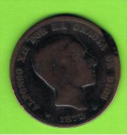 27  ESPAÑA   -  ALFONSO XII  10 Centimos 1878 Patina - Primeras Acuñaciones