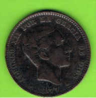 43  ESPAÑA   -  ALFONSO XII  10 Centimos 1877 Patina - First Minting