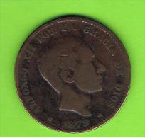 55  ESPAÑA   -  ALFONSO XII  10 Centimos 1879 Patina - Erstausgaben