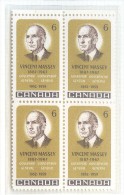 Canada  **    N° 412 - Bloc De 4 -  Vincent Massey  - - Unused Stamps