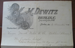 FATTURA H. DEWITZ BERLIN ANNO 1898 - Old Professions