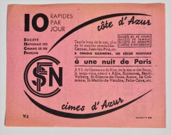 SNCF - Publicité De 1938 : Côte D'Azur, Cimes D'Azur - Chemin De Fer