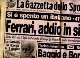 GAZZETTA DELLO SPORT MERCOLEDI' 14/8/1988 FERRARI, ADDIO IN SILENZIO - Engines