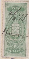 OLD REVENUE STAMP STEUERMARKE TIMBRE FISCAL DENMARK 1870-ties - 5 SHILLING  Green - Fiscali