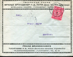 YUGOSLAVIA 1934 COVER KULA TO MARIBOR - Storia Postale