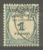 ANDORRE STAMP TIMBRE TAXE N° 12 \" 1F BLEU-VERT \" OBLITERE TB - Other & Unclassified