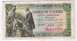 BILLETE DE 5 PESETAS DE 1945 - EXCELENTE - 5 Pesetas