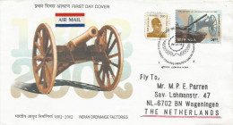 India 2002 Ludhiana Artillery Gun Canon Army Ordinance FDC Cover - WW1