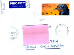 Finland 2008 -  Self Adhesive Stamp,  Postage Used  Cover In Czech Republic - Swallows