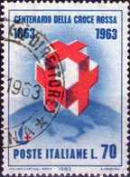 VARIETA 1963 - CROCE ROSSA - COLORE ROSSO SPOSTATO IN ALTO E A DESTRA - Varietà E Curiosità
