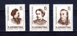 ARGENTINA - 1967 - Famous Argentine Women - Sc 832 To 834 - VF MNH - Spots In The Back - Ungebraucht