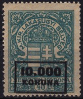 1920´s Hungary - Housing / Flat Tax - Revenue Stamp - 10000 K - Overprint - MNH - Fiscale Zegels