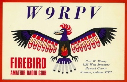 Carte QSL America USA Howard County KOKOMO Indiana - FIREBIRD Amateur Radio Club * Oiseau De Feu Stylisé Bird - Otros & Sin Clasificación