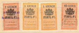 TAX REVENUE STEMPELMERKE STEUERMARKE TIMBRE FISCAL SWEDEN SCHWEDE SUEDE - Early 1900-ties  - StämpelNo1 - Steuermarken