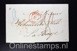 Belgium: Complete Letter From Antwerp To The Hague Holland 1845 - 1830-1849 (Belgica Independiente)