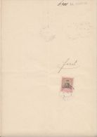 REVENUE STAMP 20 FILLER ON DOCUMENT FRAGMENT, 1909, HUNGARY - Fiscales