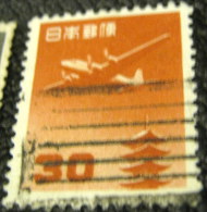 Japan 1952 Airmail - Douglas DC-4 Airplane Over Horyu-ji Pagoda 30y - Used - Used Stamps