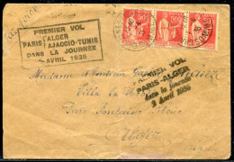 FRANCE - N° 283 ( 3 ) / LETTRE DE LA SOMME LE  1/4/1935, 1er. VOL PARIS ALGER DU 2/4/1935, MULLER N° 348 - TB - Erst- U. Sonderflugbriefe