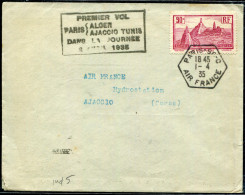 FRANCE - N° 290 / LETTRE DE PARIS LE  1/4/1935, 1er. VOL PARIS AJACCIO DU 2/4/1935, MULLER N° 348 - TB - Primeros Vuelos