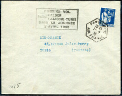 FRANCE - N° 288 / LETTRE DE PARIS LE  1/4/1935, 1er. VOL PARIS TUNIS DU 2/4/1935, MULLER N° 348 - TB - Eerste Vluchten