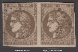 *PROMO* Paire Du 30c Bordeaux Obliéré PC Des GC (Dallay N° 47 , Cote +1000€) - 1870 Bordeaux Printing