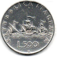 1958 - Italia 500 Lire Argento Caravelle      ---- - 500 Lire