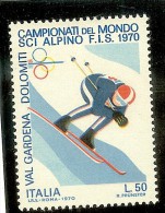 Rep. Italiana 1970: Campionati Mondiali Sci Alpino, 50 Lire (NUOVO**). VARIETA´ Giallo Spostato - Varietà E Curiosità