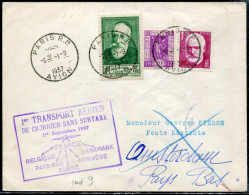 FRANCE - N° 304 + 322 + 343 / LETTRE AVION DE PARIS LE 1/9/1937, 1 Er VOL PARIS AMSTERDAM SANS SURTAXE - TB - Premiers Vols