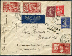 FRANCE - N° 189 + 279 + 312 (2) + 341 / EP 50c ROUGE, DRAGUIGNAN LE 18/2/1938, 1er VOL ALGER BAMAKO, MULLER N° 422 - TB - Premiers Vols