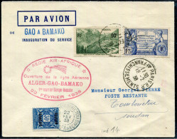 FRANCE - N° 357 & 358 DE PARIS LE 19/2/1938, 1er VOL ALGER BAMAKO, MULLER N° 422, EN POSTE RESTANTE A TOMBOUCTOU - SUP - Primeros Vuelos