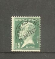 FRANCE STAMP TIMBRE PREOBLITERE N° 65 \" PASTEUR 15c VERT \" NEUF Xx TB - Other & Unclassified
