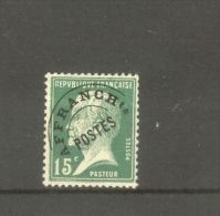 FRANCE STAMP TIMBRE PREOBLITERE N° 65 \" PASTEUR 15c VERT \" NEUF Xx TB - Andere & Zonder Classificatie